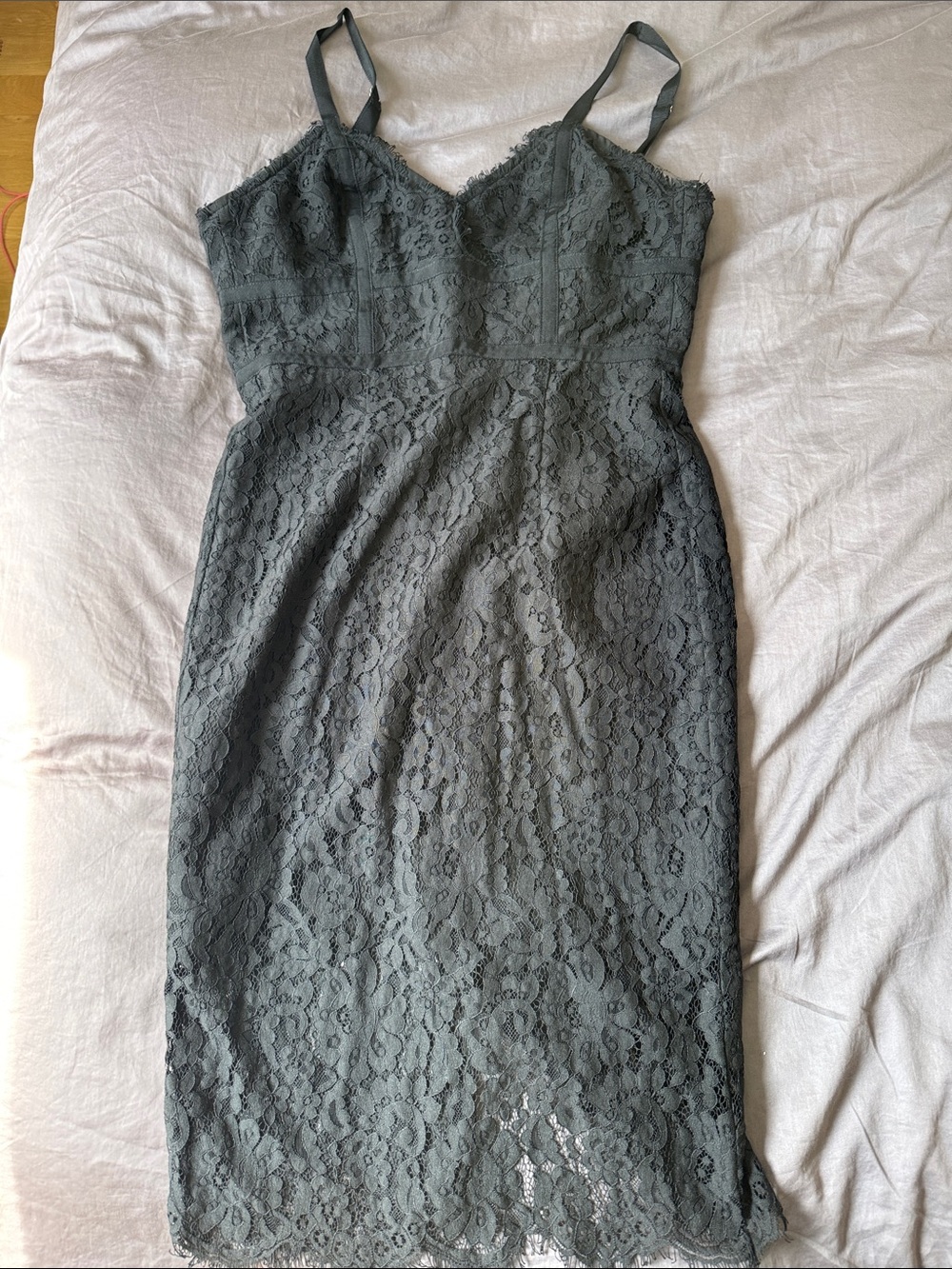 Aqua Lace Midi Slip Dress